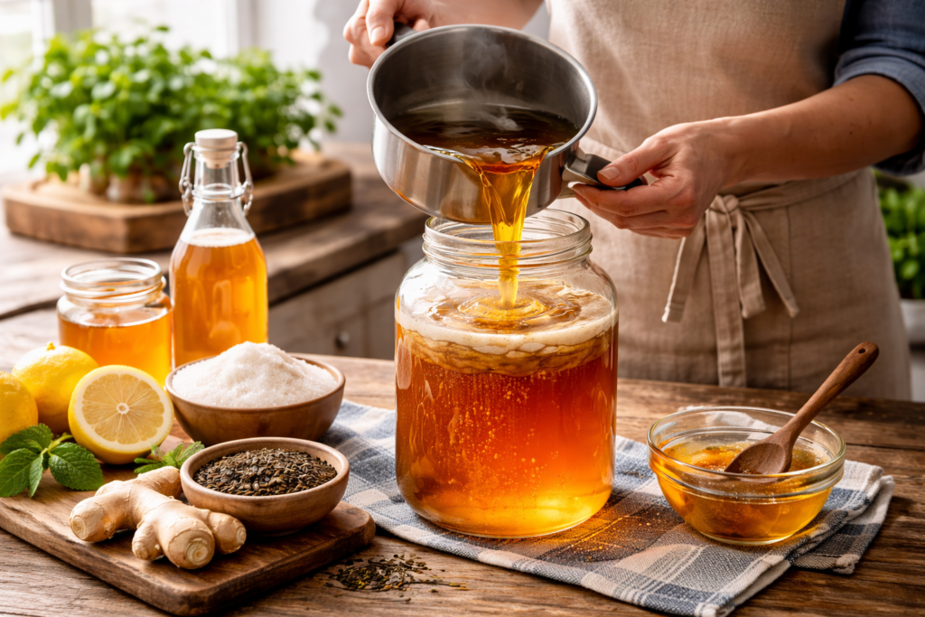préparation du kombucha