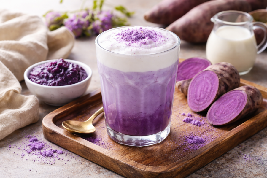 ube latte boisson violette
